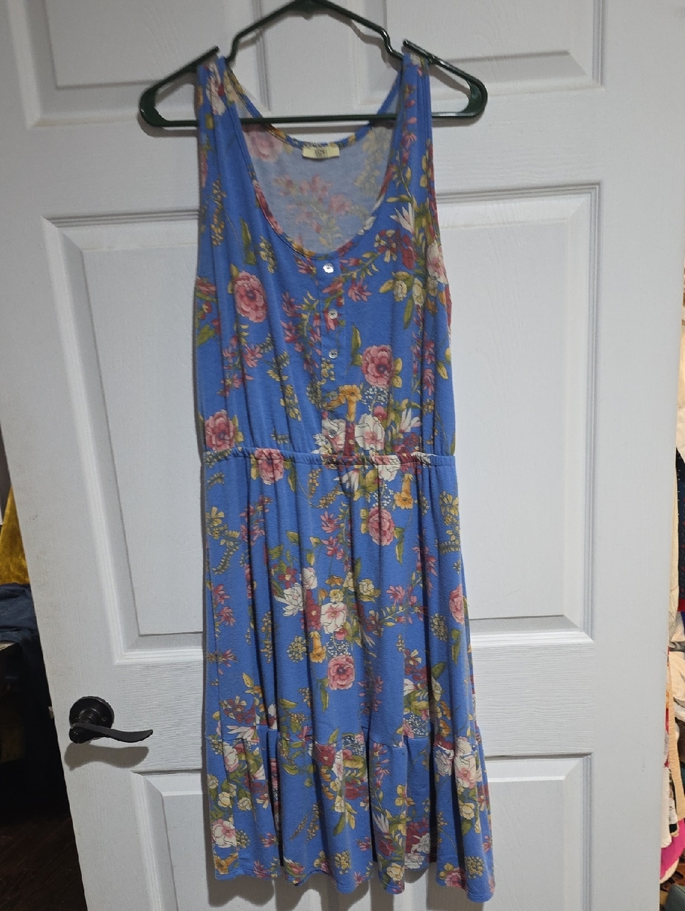 Kori Floral Sleeveless Blue Midi Dress
